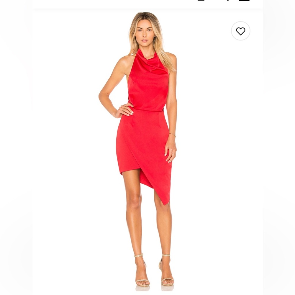 ELLIATT Camo Red Asymmetrical Cocktail Dress - Small